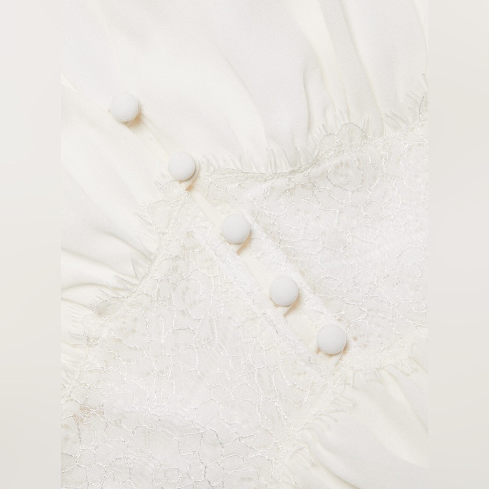 CINQ A SEPT Sanya Ruffled Silk & Lace ivory Dress 2 NWOT - Picture 4 of 12